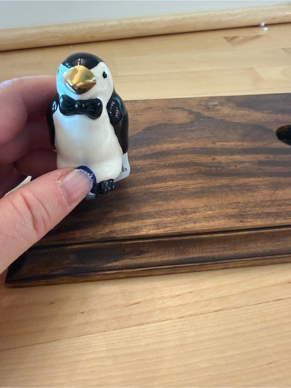 Nora Fleming Black & White Penguin Accent with Gold Beak mini